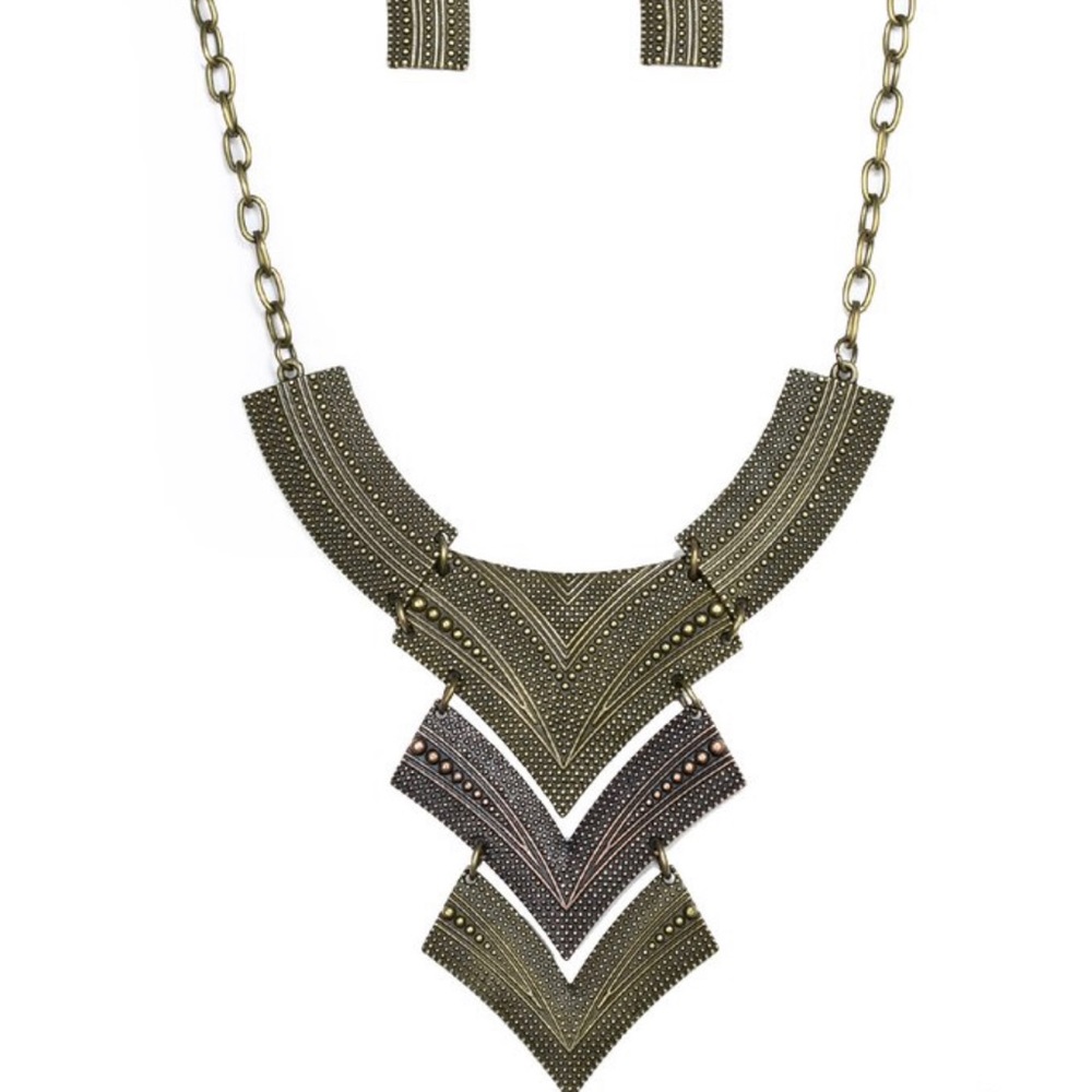 Bronze vintage three tier necklace set